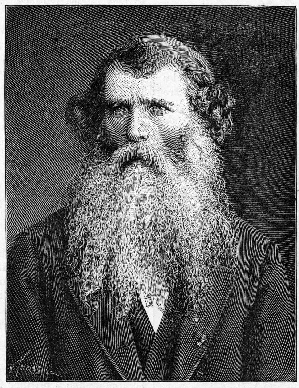 Ritratto di Charles Victor Naudin, botanico francese. (1815-1899). Incisione del 1898. in "La Nature. Revue des sciences et de leurs applications aux arts et à l