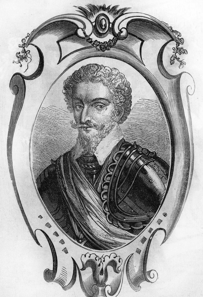Ritratto di Charles de Gontaut, Barone, poi Duca di Biron (1562-1602). Maresciallo di Francia. incisione del 1866 da Unknown artist