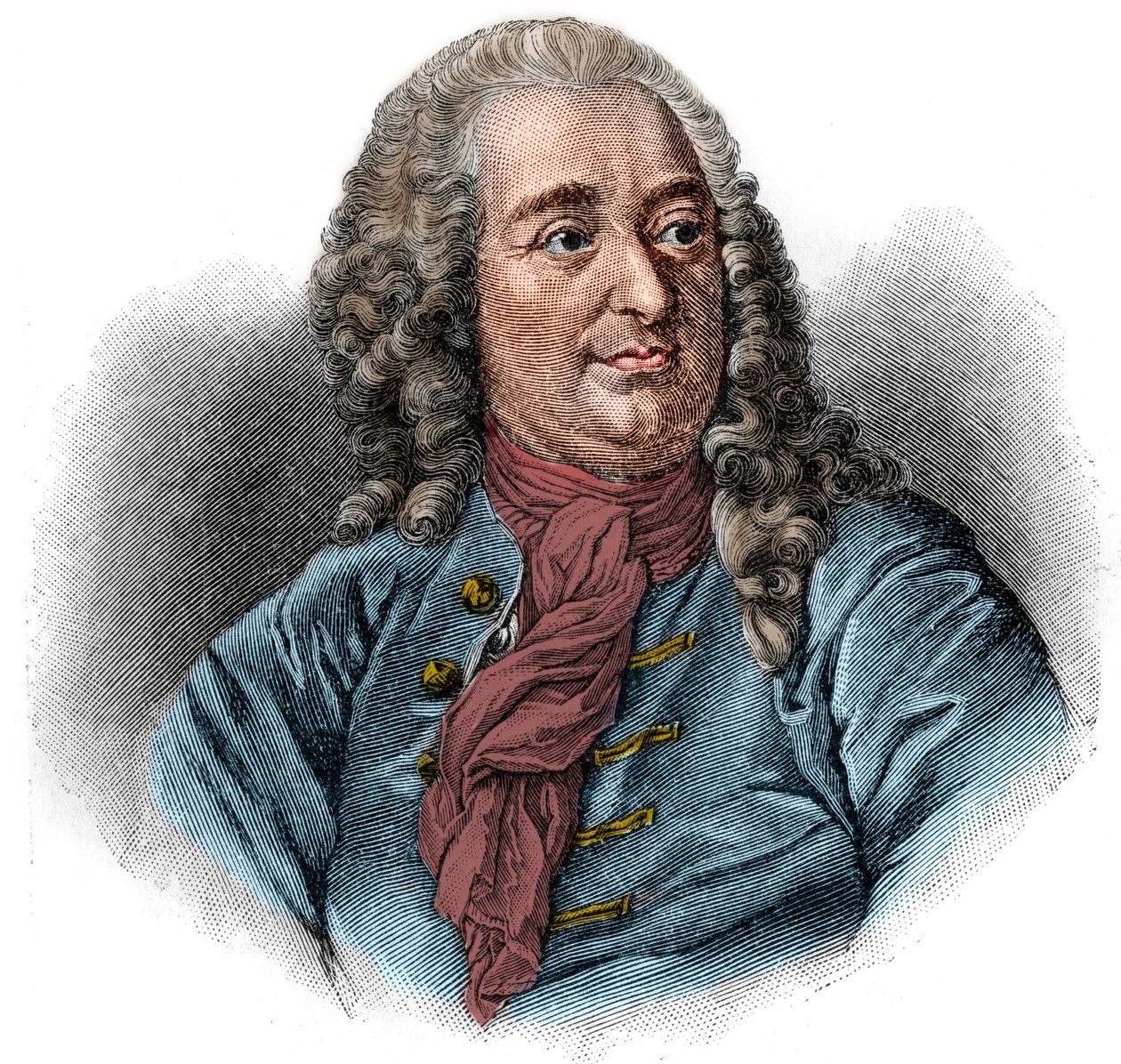Ritratto di Christian von Wolff, giurista, matematico e filosofo tedesco (1679-1754). Incisione da Unknown artist