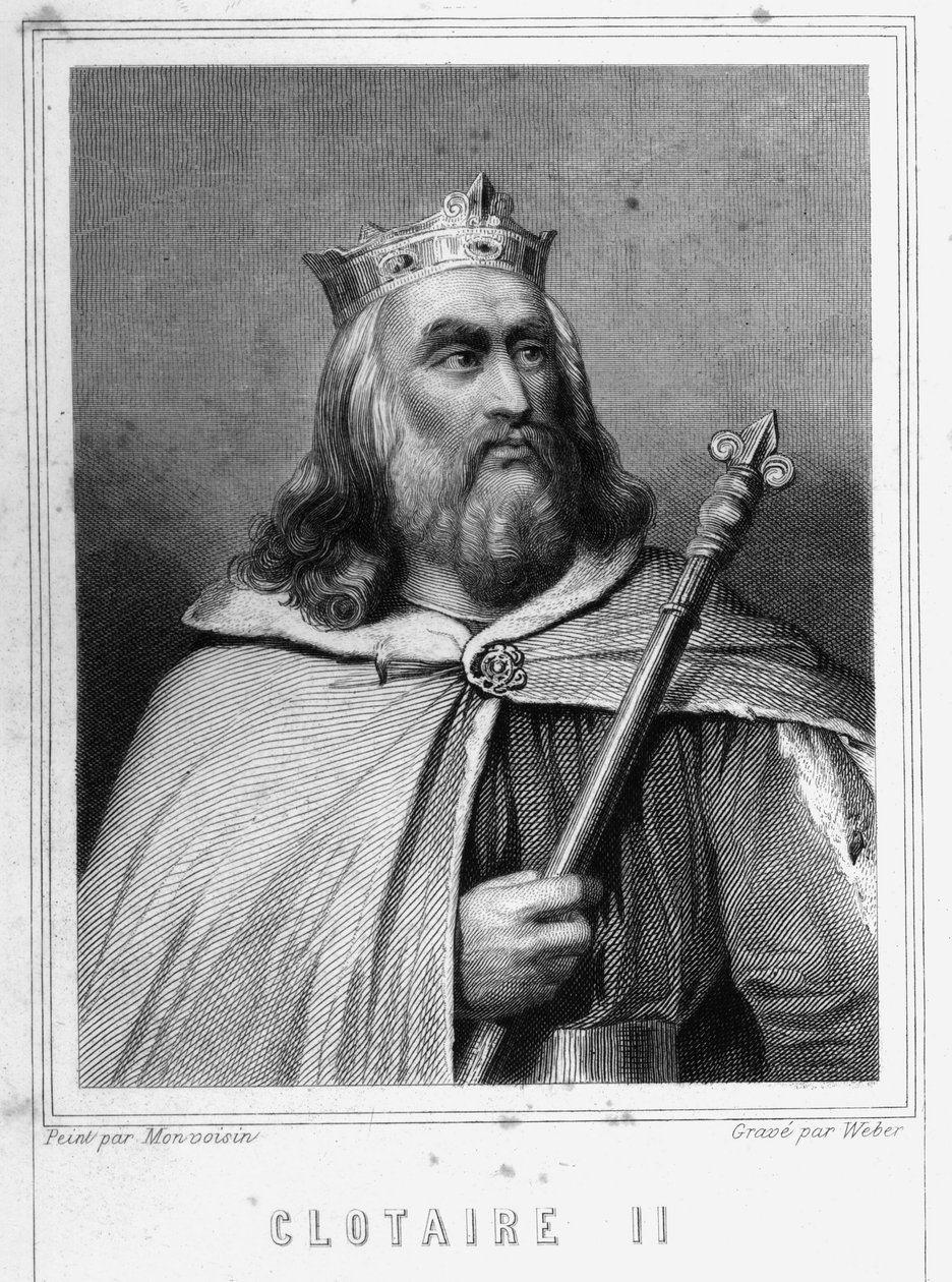 Ritratto di Clotario II (584 - 628), Re di Neustria e Re dei Franchi - in 