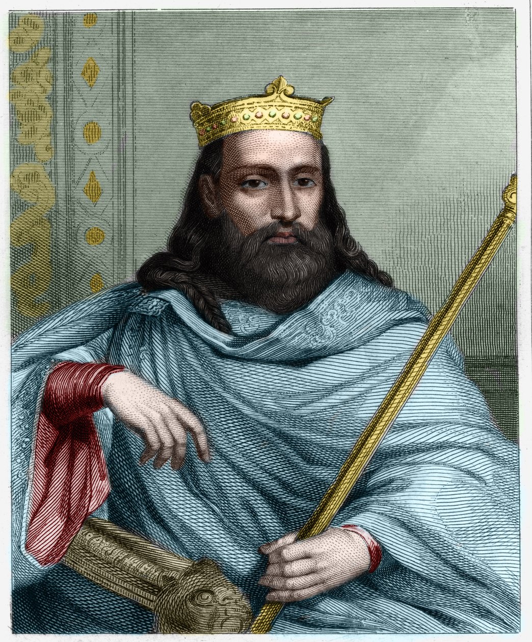 Ritratto di Clotario I (497-561), Re di Neustria e Re dei Franchi - in "Histoire des Francais" di Lavallee, incisione, sd. da Unknown artist