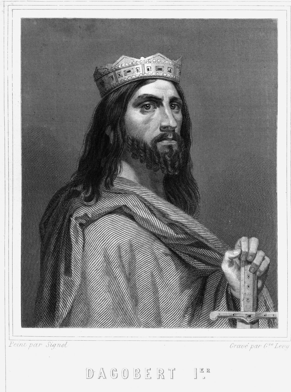 Ritratto di Dagoberto I (? -?) , Re dei Franchi - in "Histoire des Français" di Lavallée, incisione, sd da Unknown artist