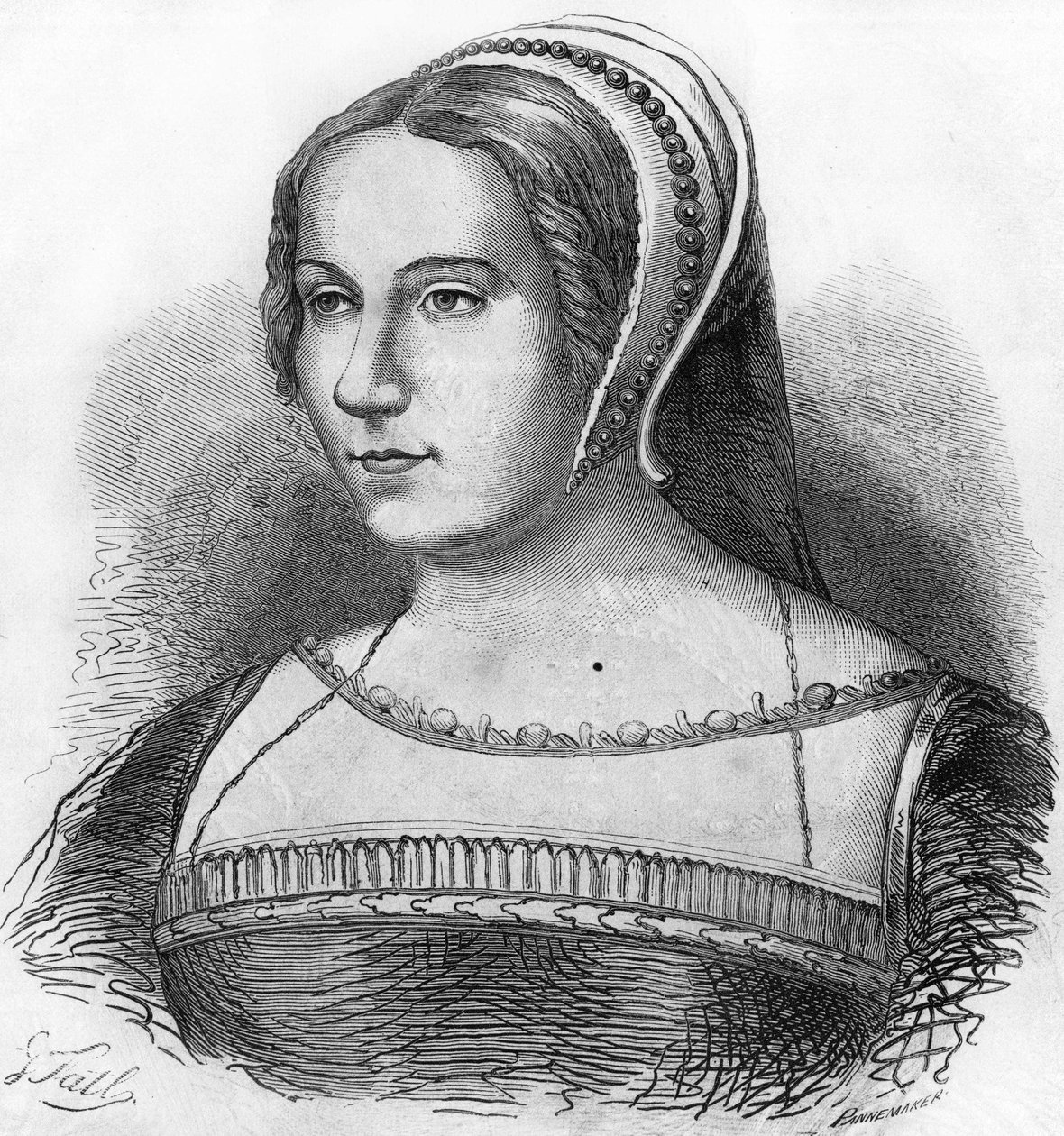 Ritratto di Diana di Poitiers (1499-1566), favorita di Enrico II, incisione del XIX secolo da Unknown artist