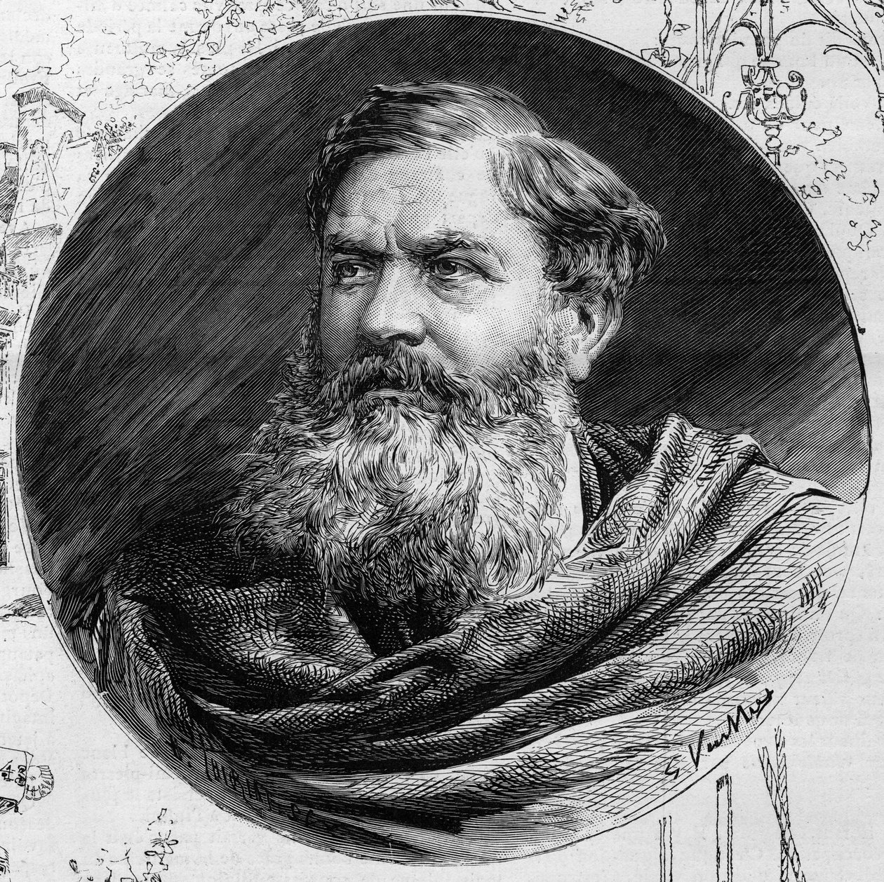 Ritratto di Edmond du Sommerard (1817-1885), direttore del Museo di Cluny, in “Il Mondo Illustre” 1885. da Unknown artist