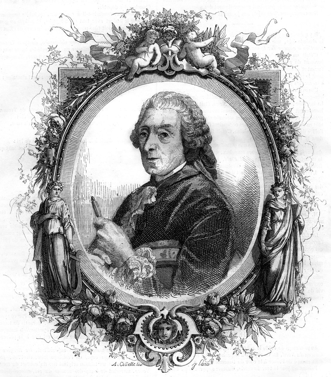 Ritratto del pittore inglese François Boucher (1703-1770) incisione del 1858 da Unknown artist