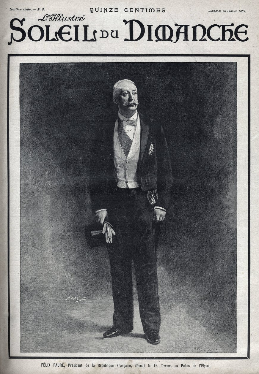 Ritratto di Félix Faure (1841-1899), Presidente della Repubblica Francese pubblicato durante la sua morte il 16 febbraio al Palazzo dell