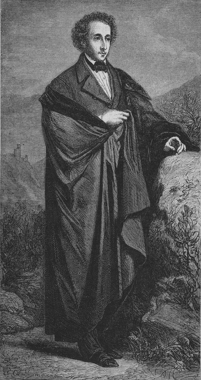 Ritratto di Felix Mendelssohn - Bartholdy (1809-1847) compositore tedesco di Hamman. da Unknown artist