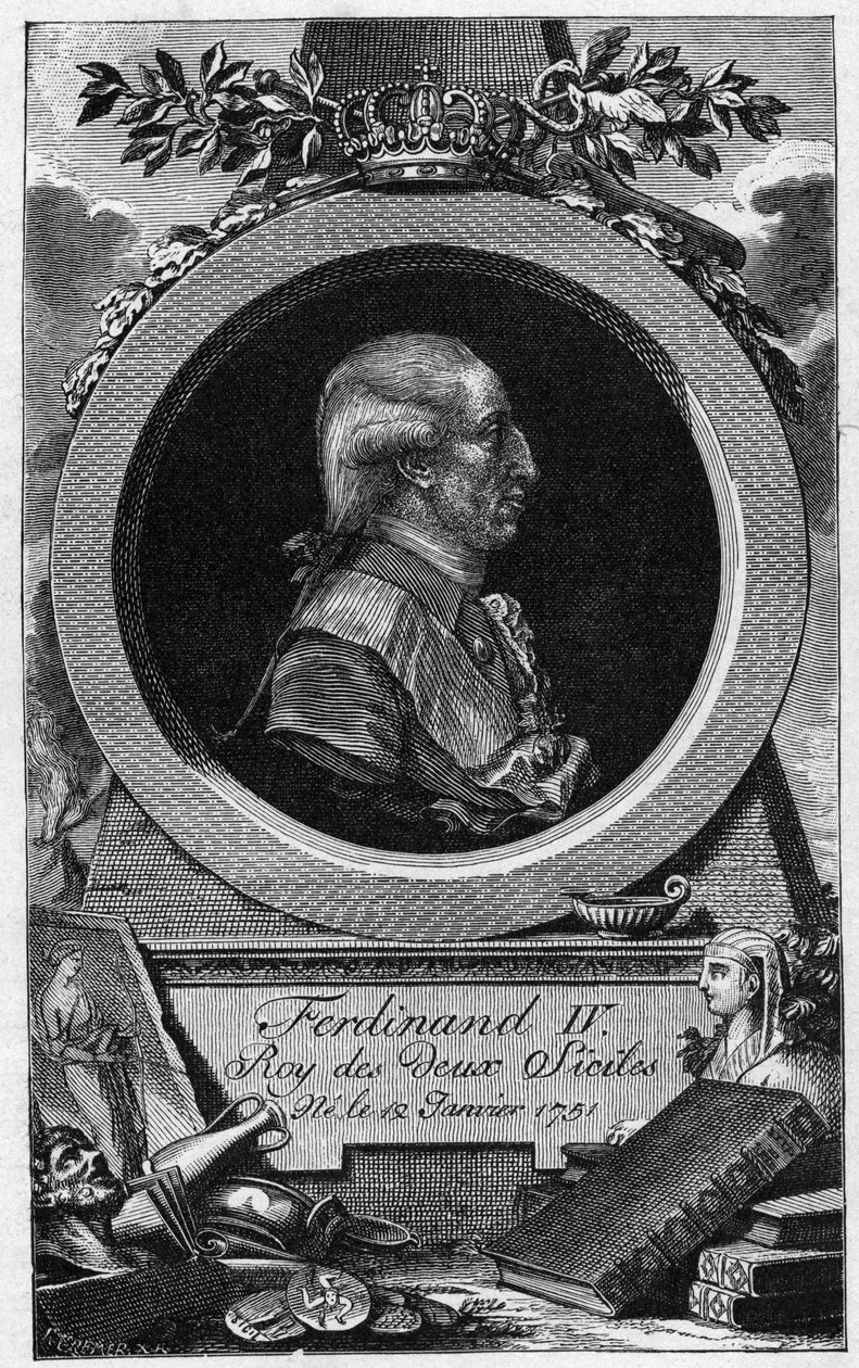Ritratto di Ferdinando I delle Due Sicilie (o Ferdinando IV di Napoli) (1751-1825) - Incisione del XIX secolo da Unknown artist
