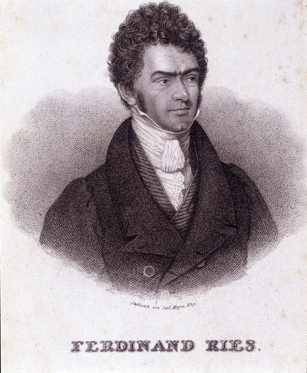 Ritratto di Ferdinand Ries (1784 - 1838) compositore e pianista tedesco. Incisione del XIX secolo. da Unknown artist