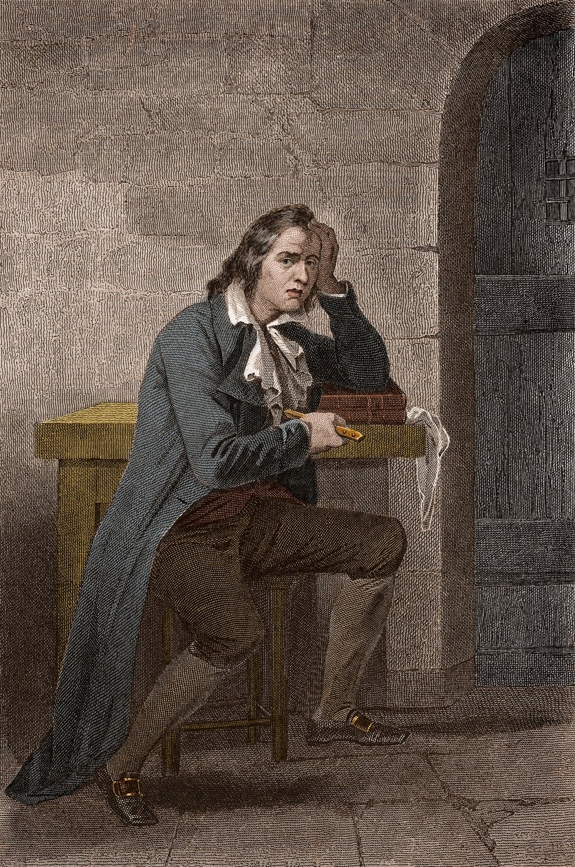 Ritratto di François Babeuf detto Gracchus (1760-1797), rivoluzionario francese, che si pugnala - Incisione anonima da Unknown artist