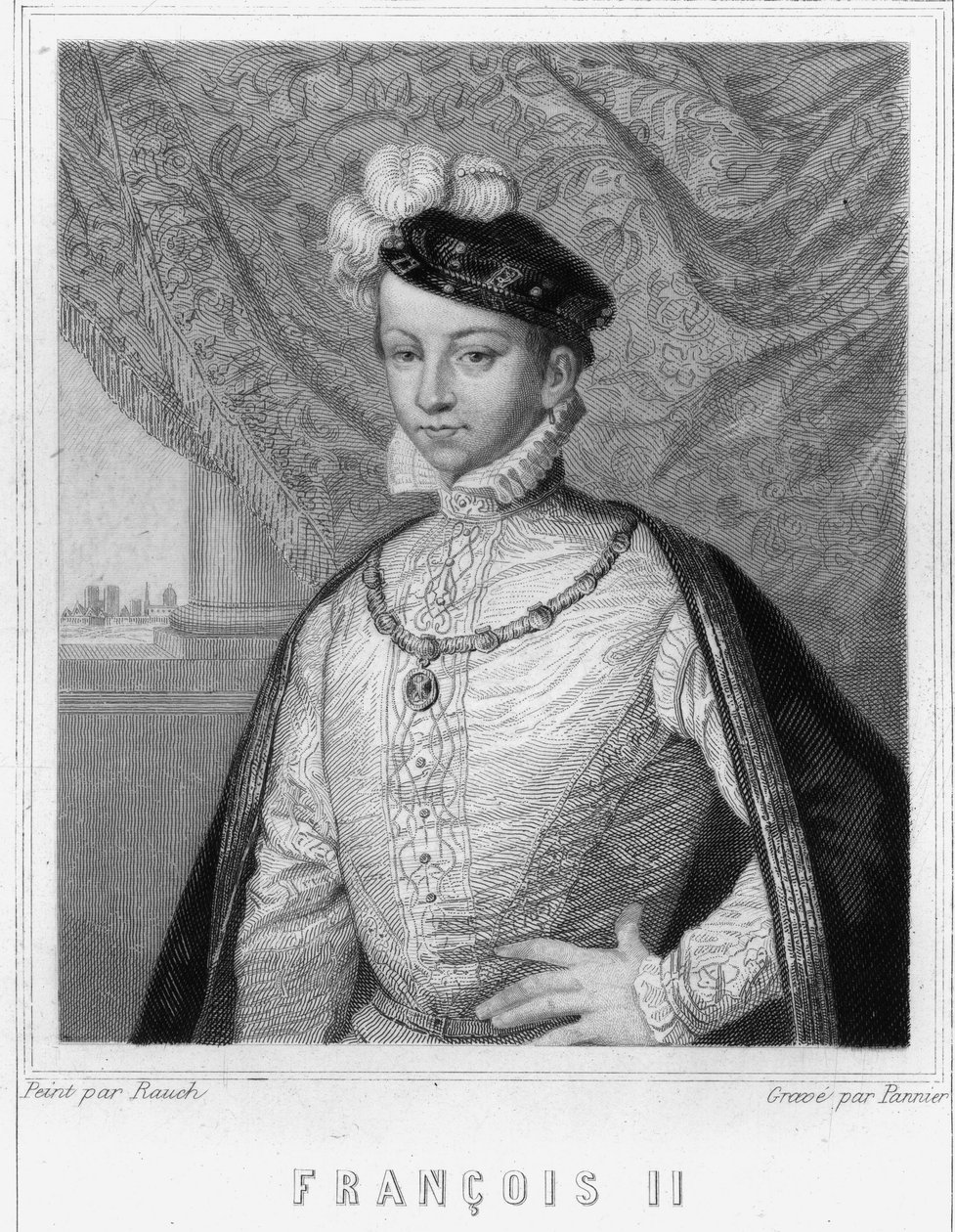 Ritratto di Francesco II (1544 - 1560), Re di Francia - in "Storia dei Francesi" di Lavallée, incisione, sd da Unknown artist