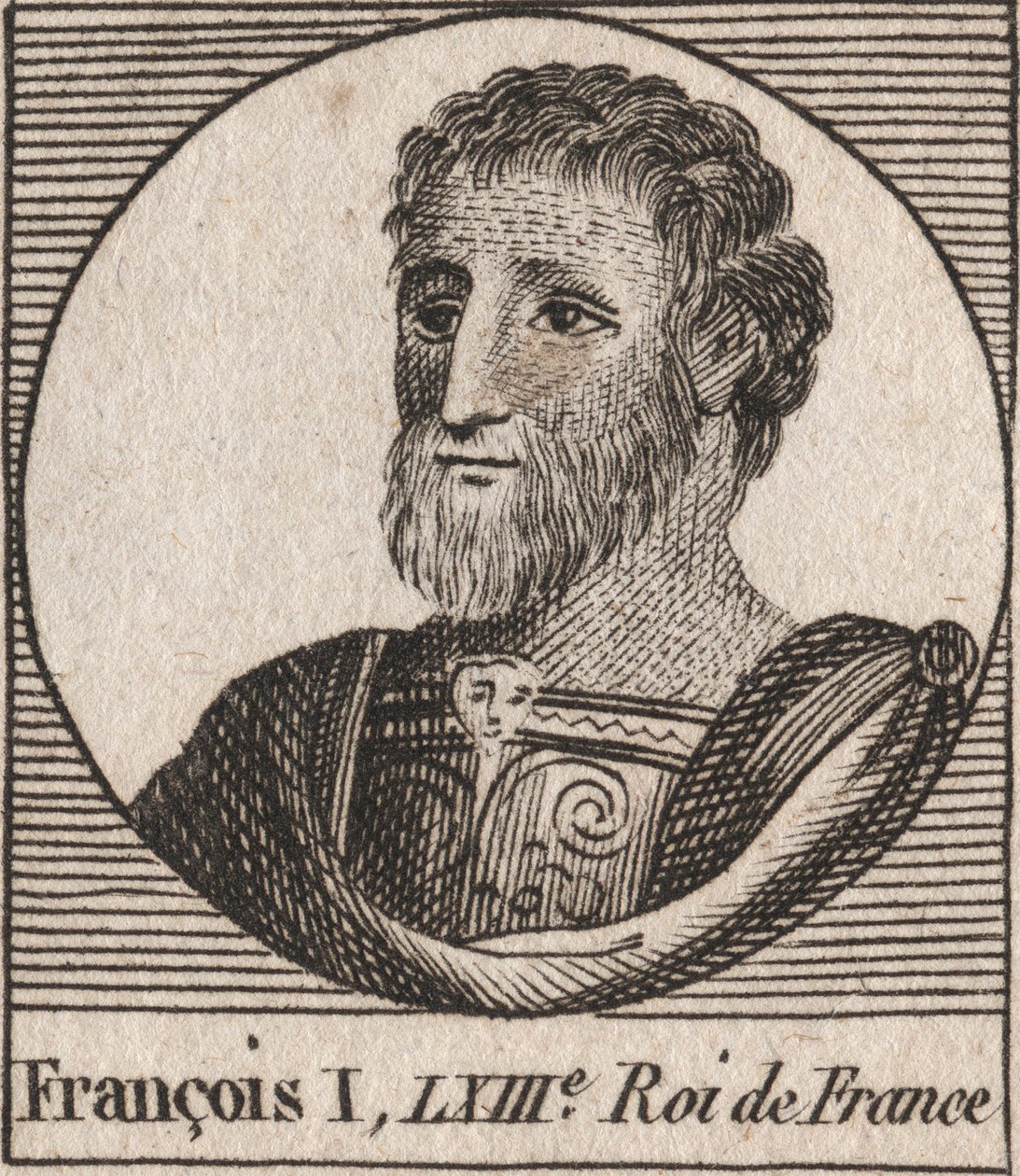 Ritratto di Francesco I (1494 - 1547), Re di Francia - incisione da "Instruction sur l