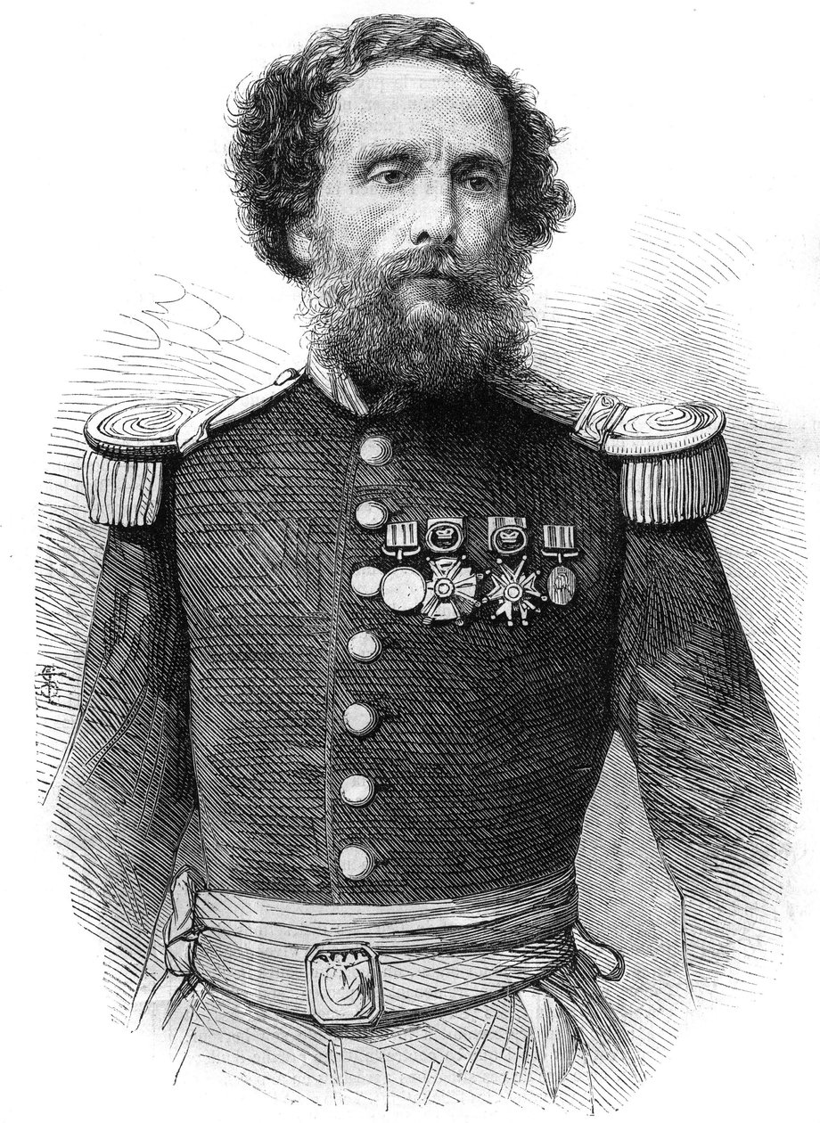 Ritratto del generale Juan Antonio Pezet (1809-1879) presidente della Repubblica del Perù. Incisione in 