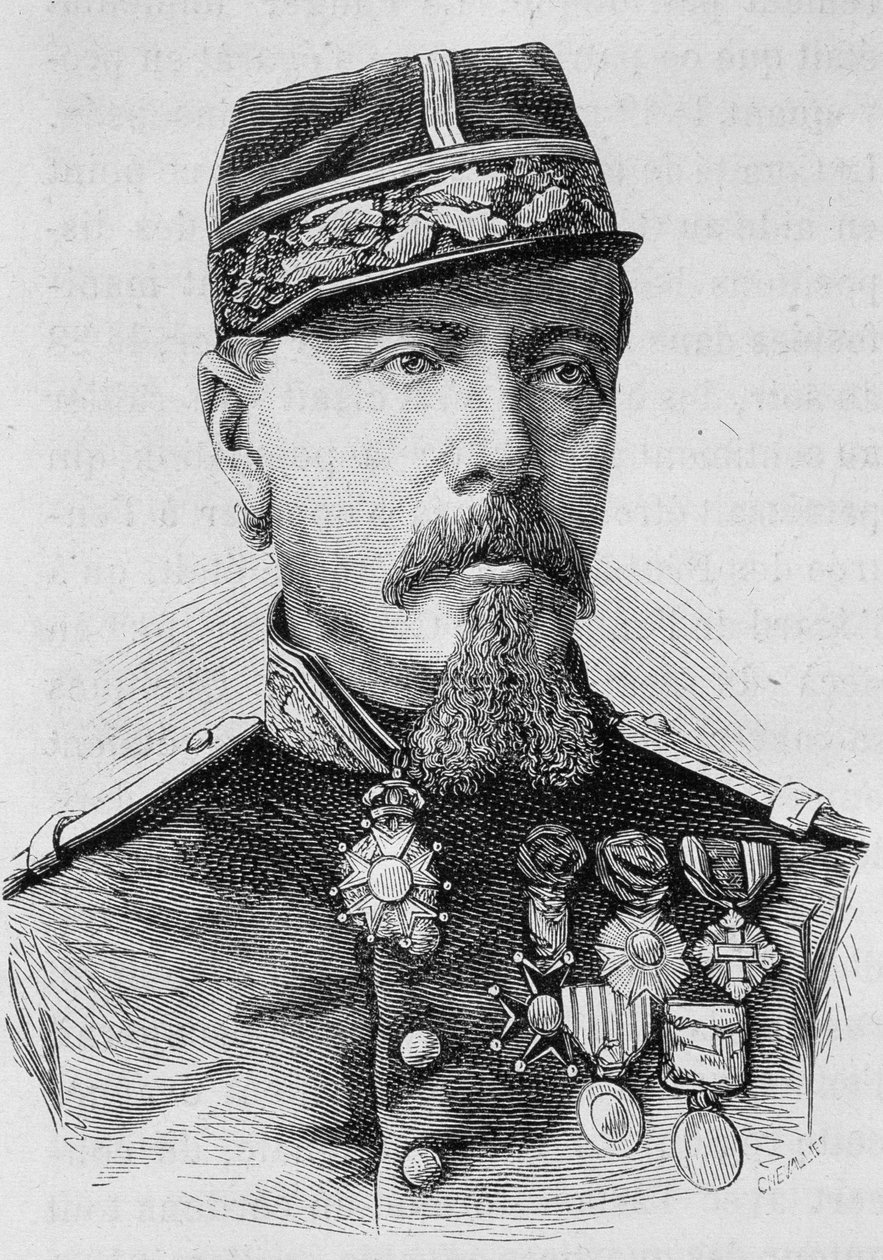 Ritratto del Generale Lecomte fucilato dagli insorti nel 1871. Incisione della fine del XIX secolo in 