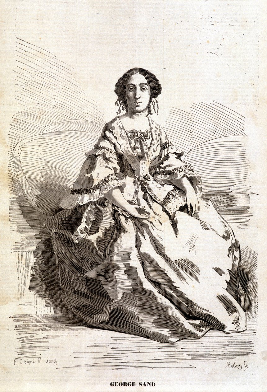 Ritratto di George Sand (Aurore Dupin, Baronne Dudevant) (1804-1876) da Unknown artist