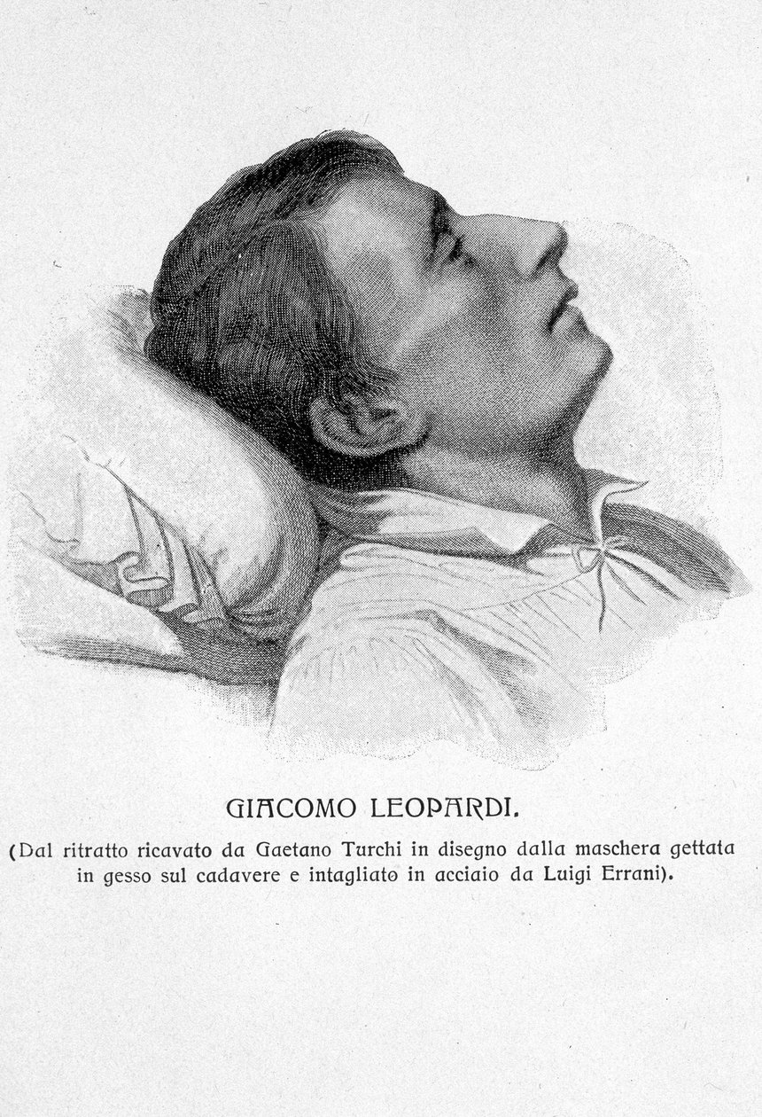 Ritratto di Giacomo Leopardi sul letto di morte da Unknown artist