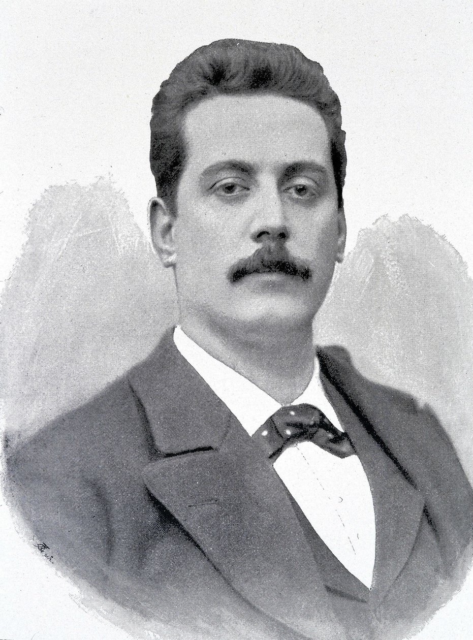 Ritratto di Giacomo Puccini, compositore italiano (1858-1924), incisione del XIX secolo da Unknown artist