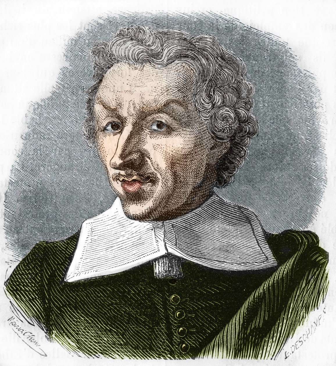 Ritratto di Gui (Guy) Patin. Medico e scrittore francese (1601-1672). Incisione del 1866 da Unknown artist