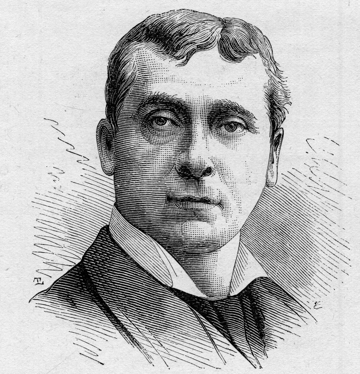 Ritratto di Gustave Worms (n. 1836), comico francese, membro della Comédie Française dal 1858 al 1900. Incisione in "Le Monde Illustré" n.1168 del 16 agosto 1879 da Unknown artist