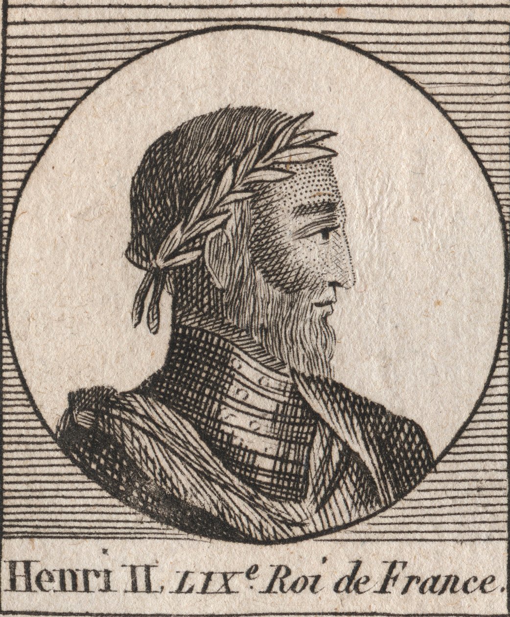 Ritratto di Enrico II (1519-1559) Re di Francia - incisione da "Instruction sur l