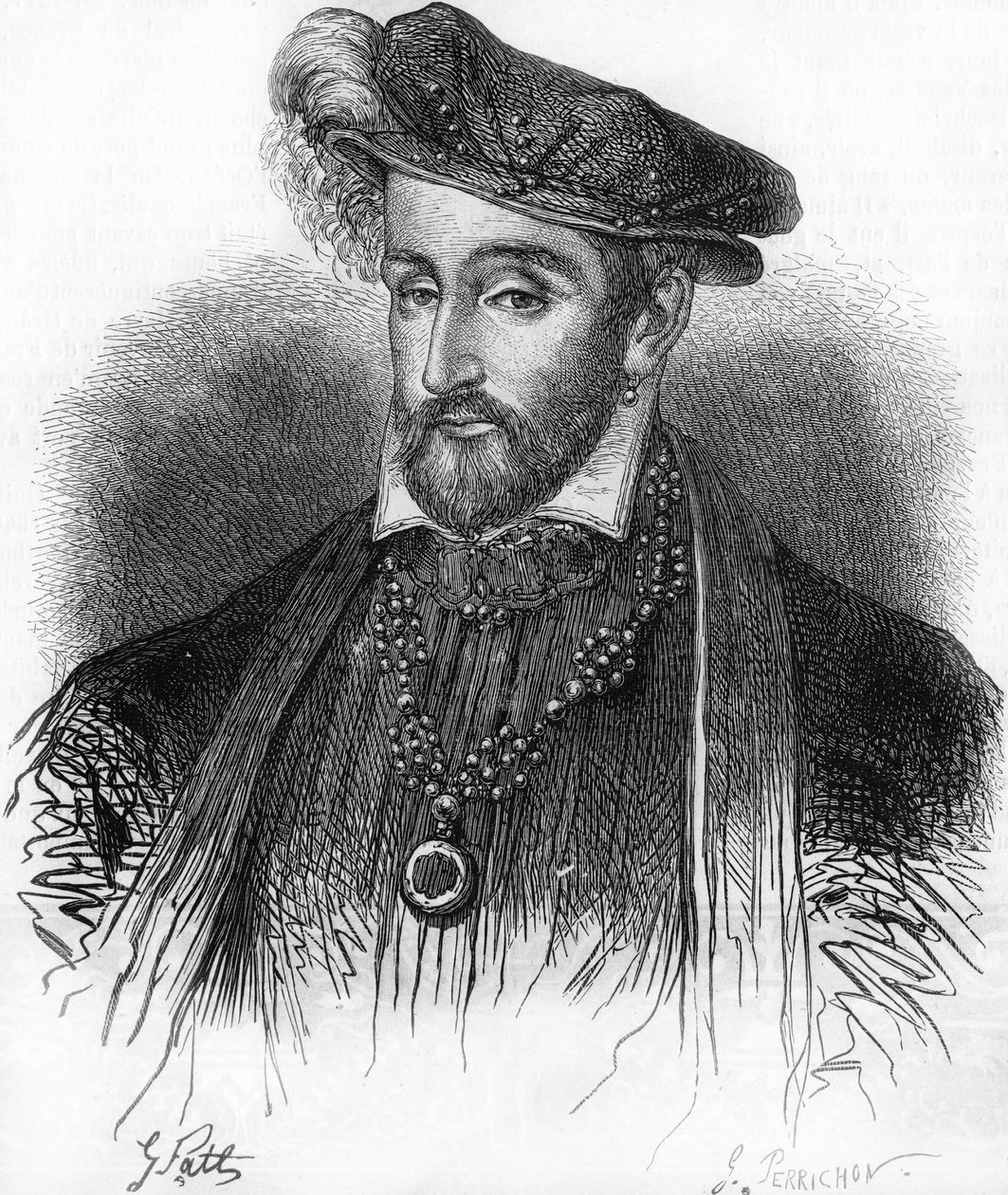 Ritratto di Enrico II Re di Francia (1519-1559), incisione del XIX secolo. da Unknown artist
