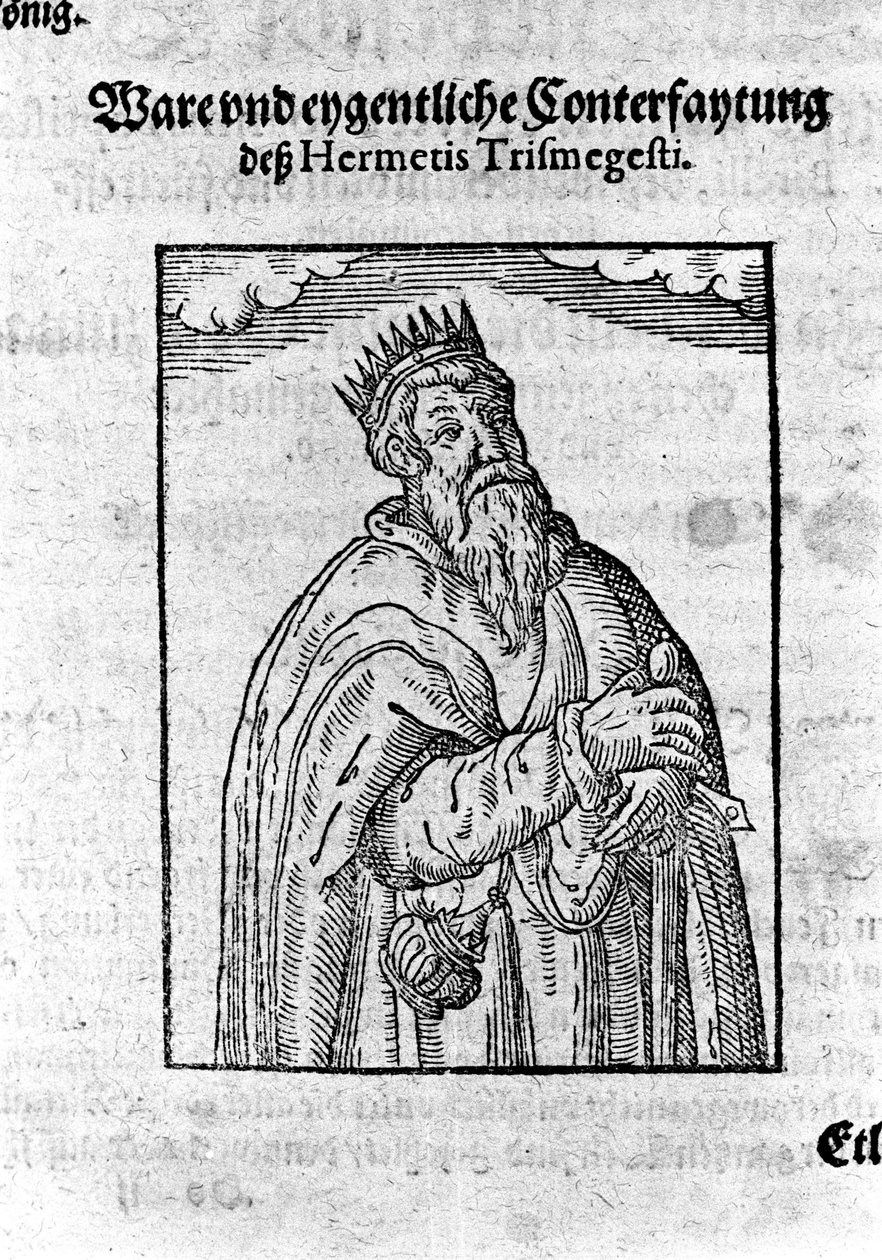 Ritratto di Ermete Trismegisto, astrologo. Incisione da 