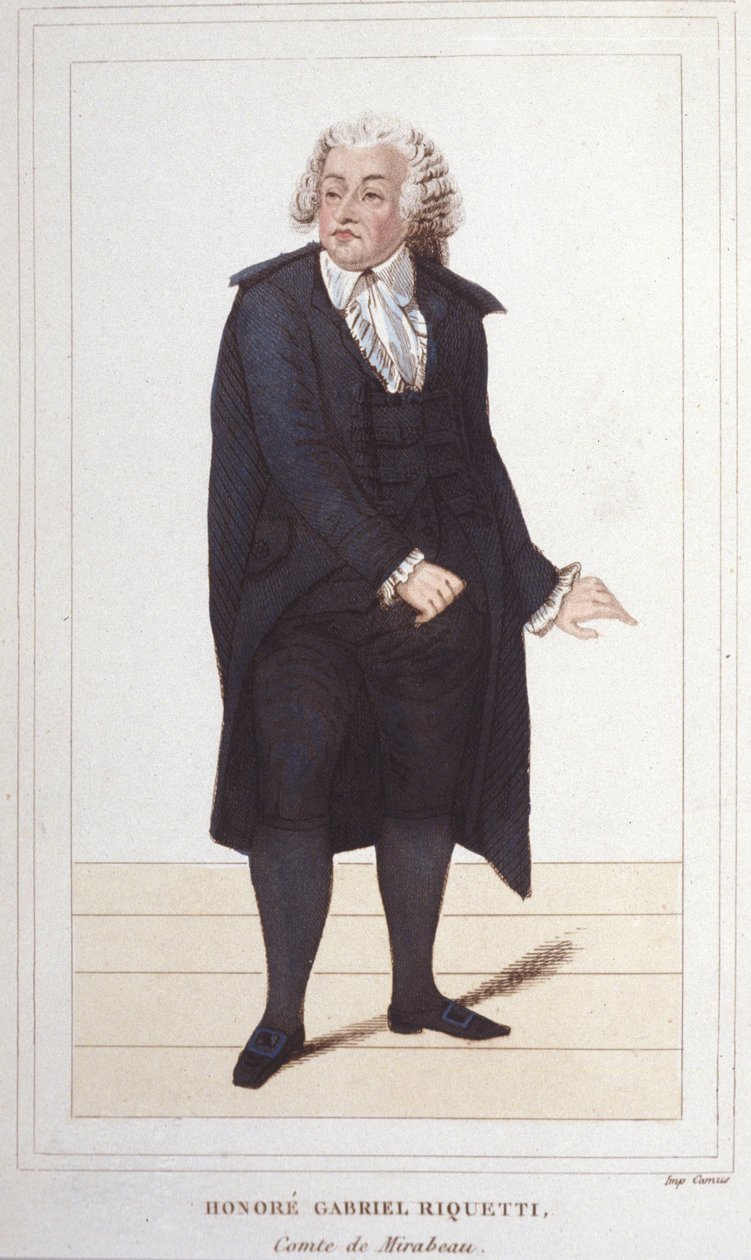 Ritratto di Honoré Gabriel Riqueti, Conte di Mirabeau (1749-1791), politico francese. Incisione del 1830 da Unknown artist