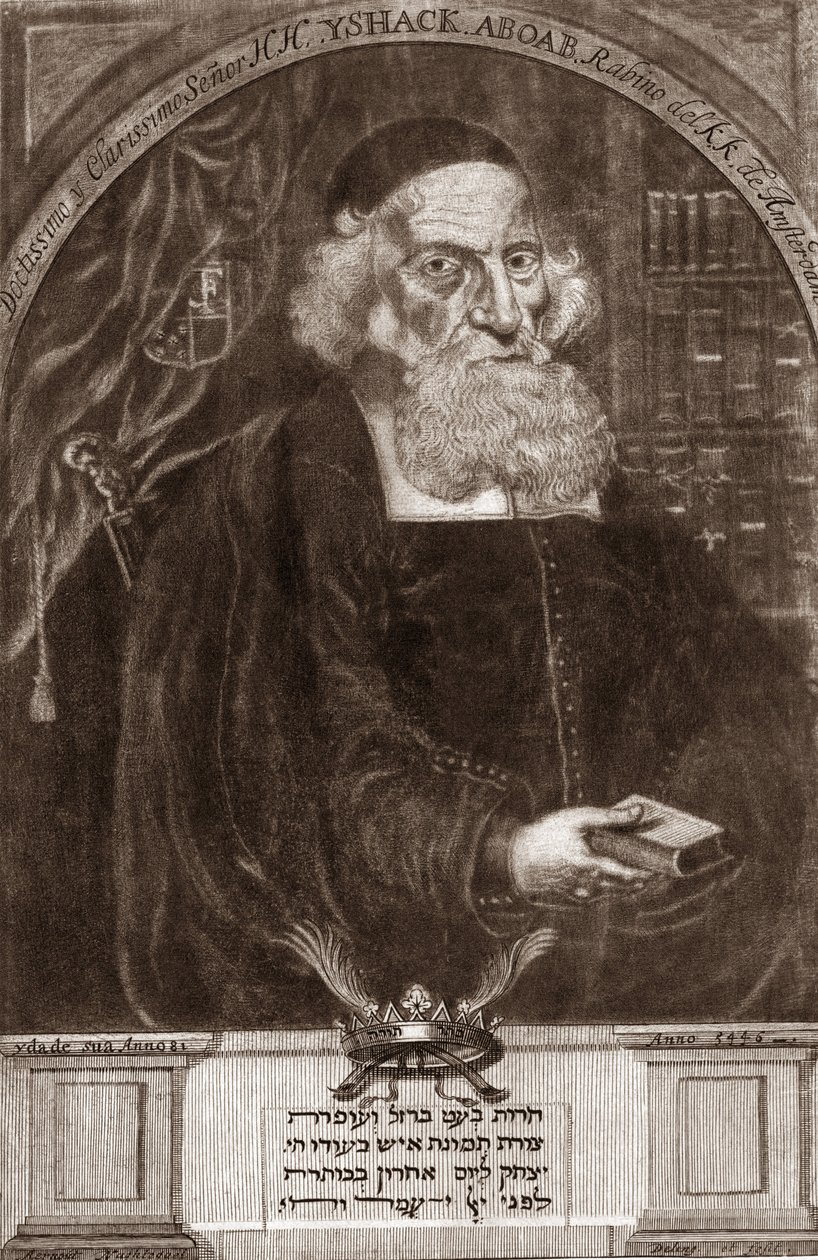 Ritratto di Isaac Aboab da Fonseca, rabbino, studioso, cabalista e scrittore da Unknown artist