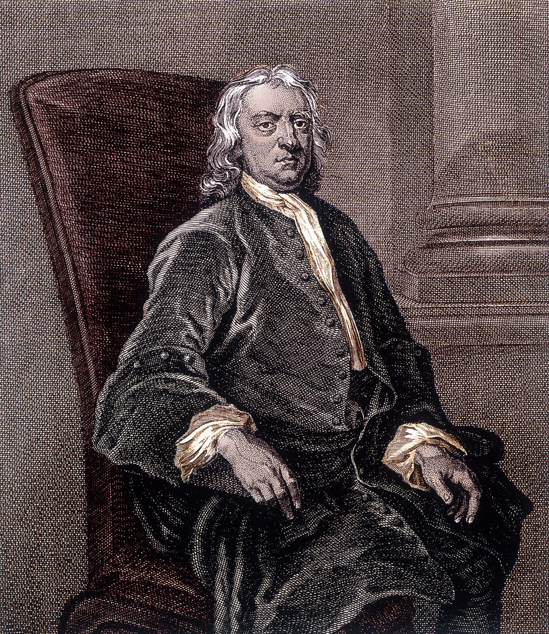 Ritratto di Isaac Newton Seduto in una Poltrona - Incisione da Unknown artist