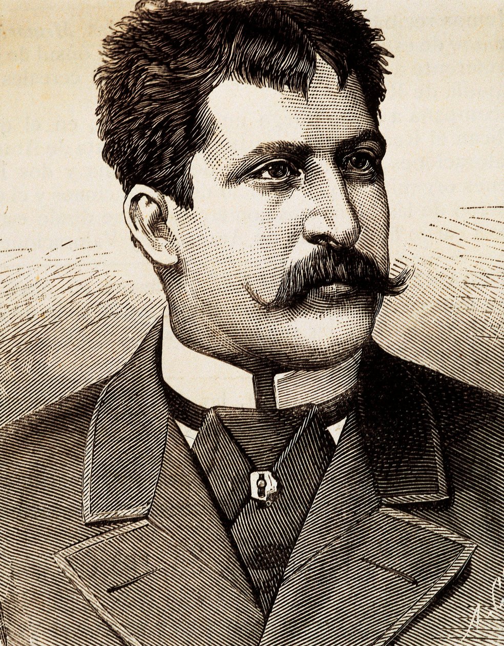 Ritratto del cantante lirico italiano Mattia Battistini (1857-1928). Incisione del XIX secolo da Unknown artist