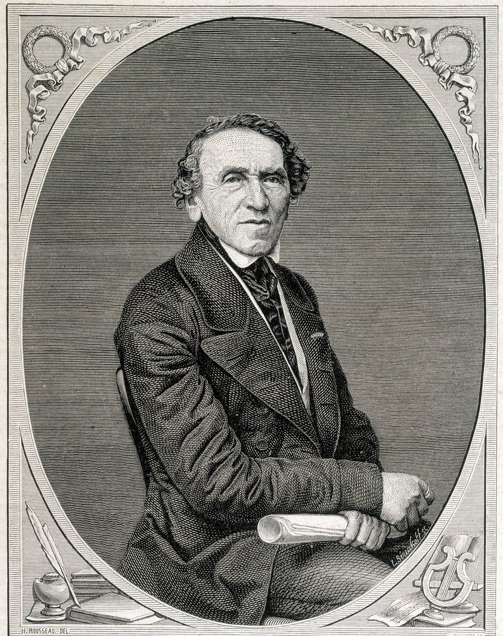 Ritratto di Jakob Liebmann Beer, noto come Giacomo Meyerbeer (1791 - 1864), compositore tedesco. Incisione del XIX secolo da Unknown artist