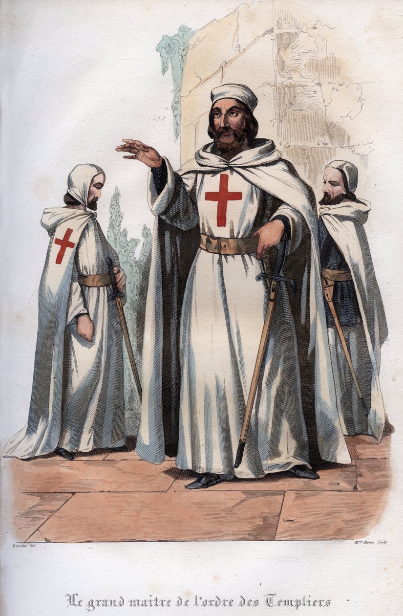 Ritratto di Jacques de Molay (1243-1314), Gran Maestro dei Cavalieri Templari. Incisione del 1842 in "Histoire des papes" di Maurice Lachatre. Collezione privata da Unknown artist