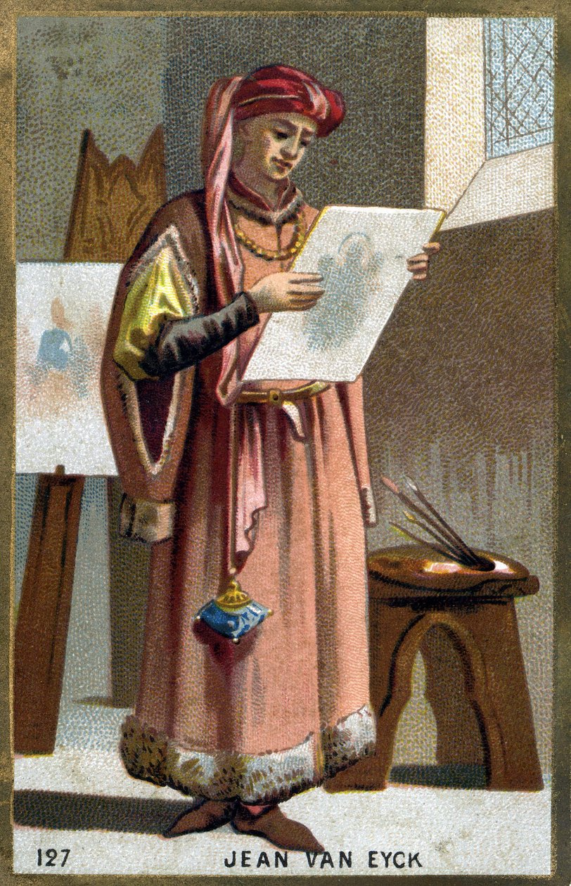 Ritratto di Jan Van Eyck (1390 -1441), pittore fiammingo (cromolitografia del XIX secolo) da Unknown artist
