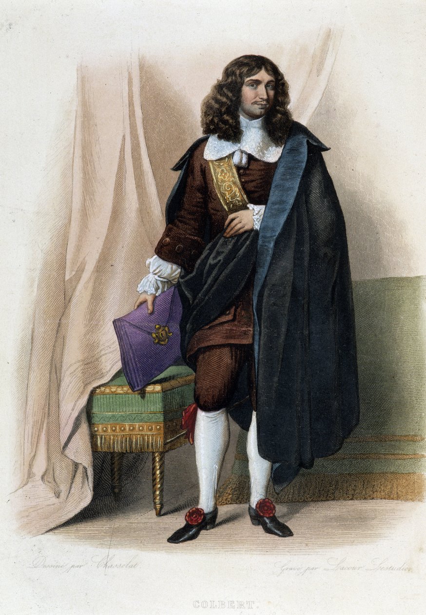 Ritratto di Jean Baptiste (Jean-Baptiste) Colbert (1619-1683), statista francese (1619 - 1683) - in "Le Plutarque français", di Mennechet da Unknown artist