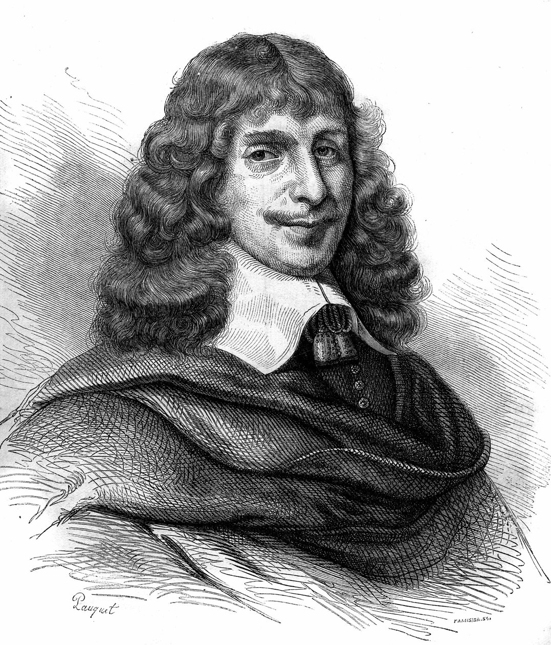 Ritratto di Jean Francois Sarasin (Sarrazin, Sarazin) (1614-1654), scrittore francese. Incisione del 1870 da Unknown artist