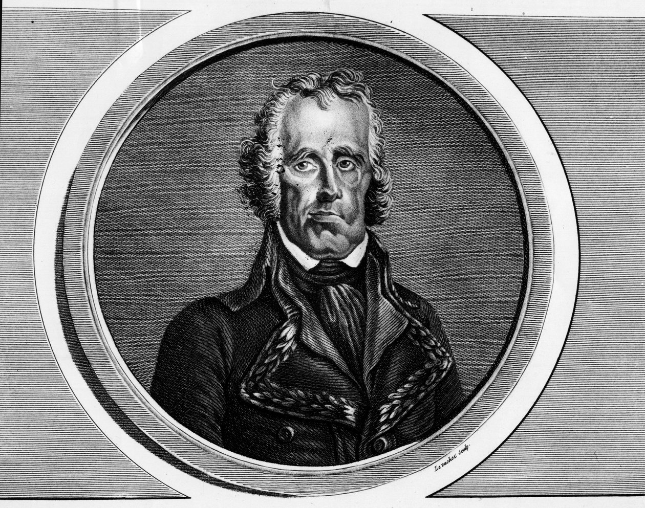 Ritratto di Jean Nicolas Houchard (1738-1793), generale francese. Incisione in 