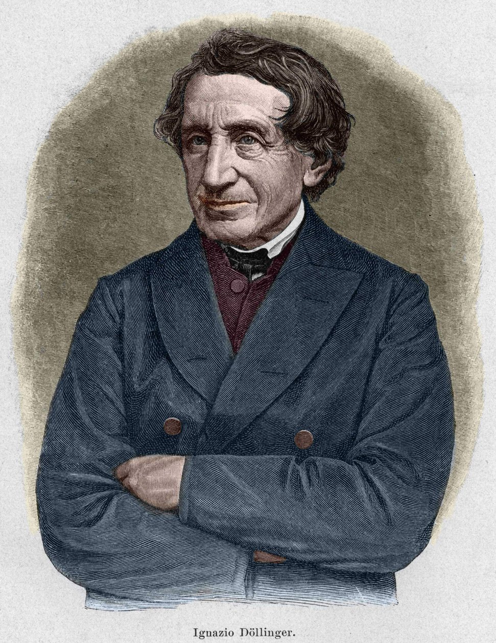 Ritratto di Johann Joseph Ignaz von Dollinger (1799 - 1890), sacerdote tedesco e professore di storia ecclesiastica. Incisione del XIX secolo da Unknown artist
