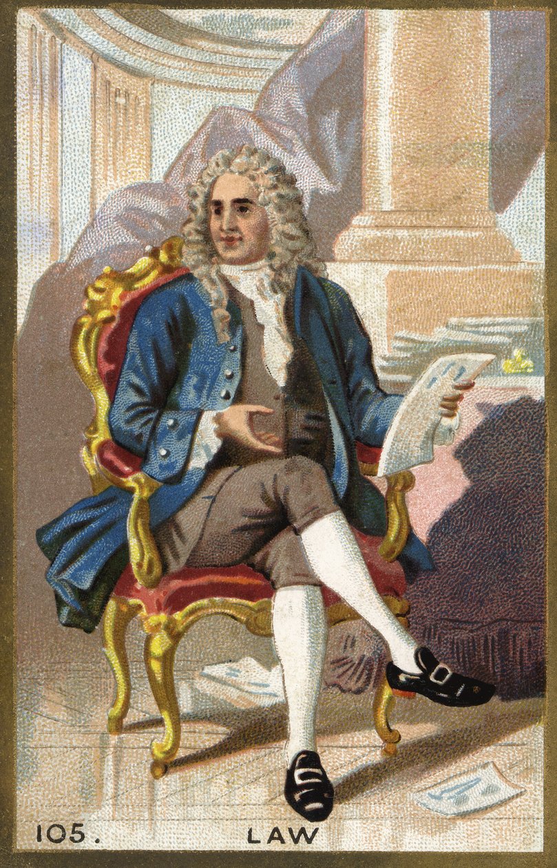 Ritratto di John Law (1671 - 1729), finanziere scozzese. Cromolitografia del XIX secolo da Unknown artist