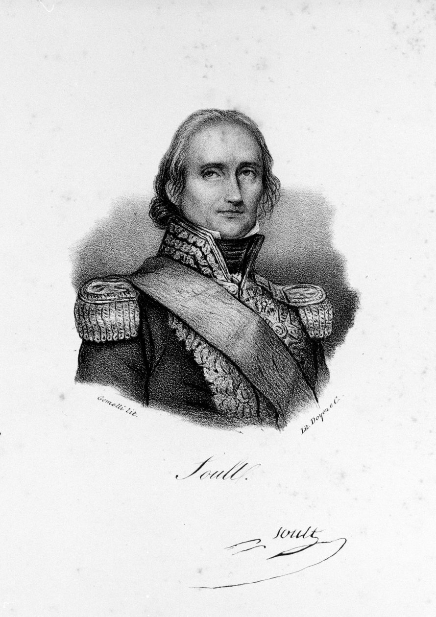 Ritratto di Giovanni di Dio Nicolas Soult, Duca di Dalmazia. Generale poi Maresciallo di Francia (1769 - 1851), incisione del XIX secolo. da Unknown artist