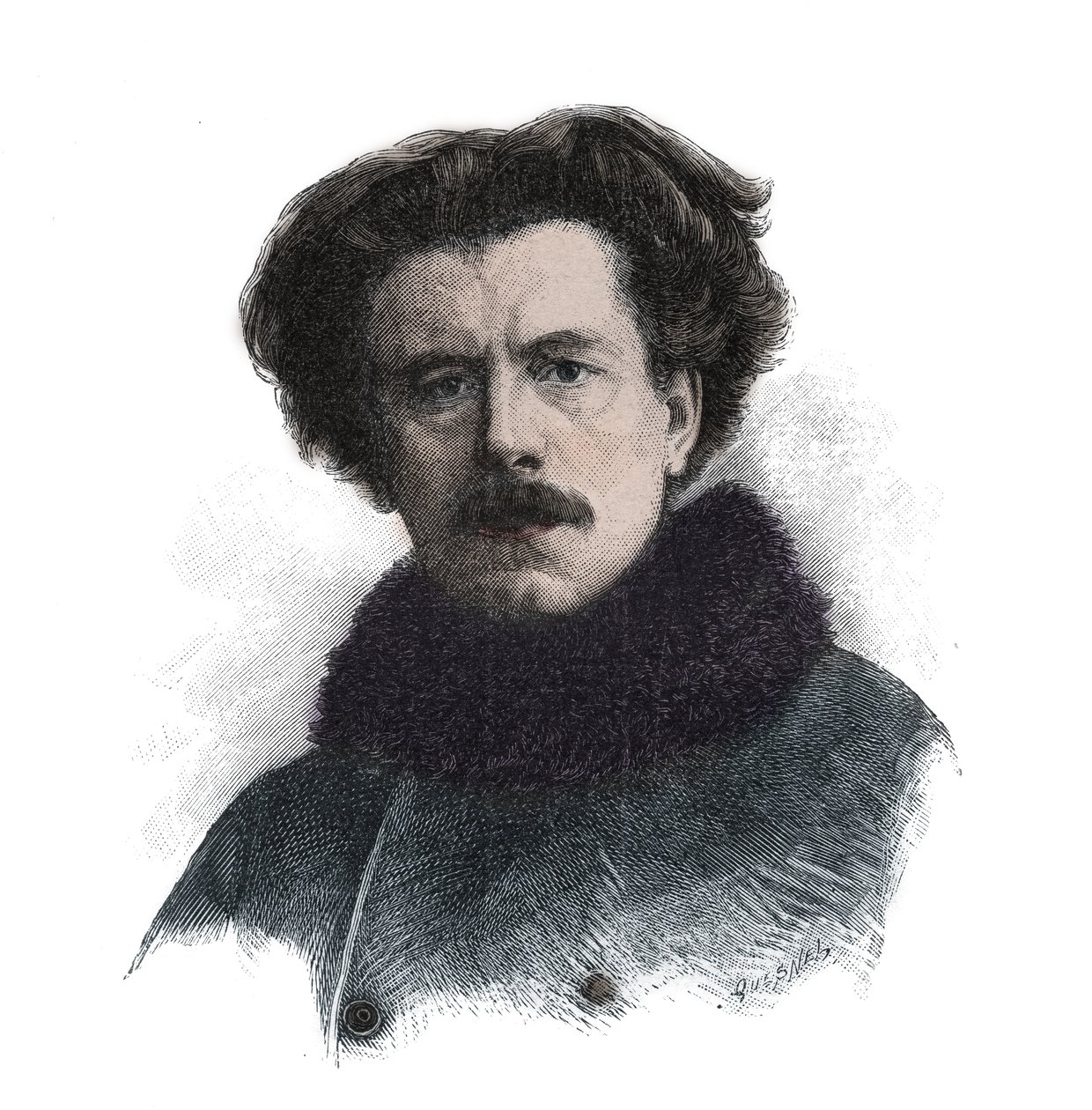 Ritratto di Joseph Auguste Maurice Rollinat (1846-1903) poeta inglese - incisione da Unknown artist