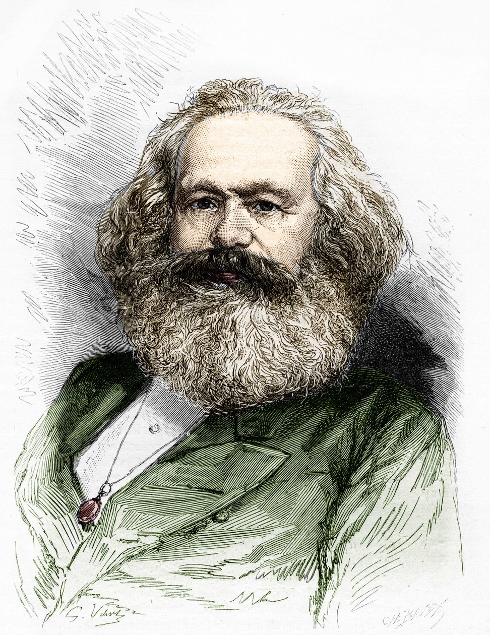Ritratto di Karl Marx (1818-1883), teorico del socialismo e rivoluzionario tedesco. da Unknown artist