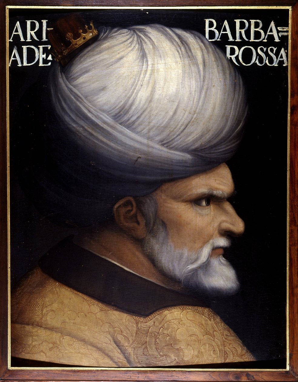 Ritratto di Khayr Al-Din Barbarossa (1476 -1546), fondatore con suo fratello della Reggenza di Algeri, fu vassallo del sultano ottomano e alleato della Francia contro Carlo V. Dipinto del XVI secolo. Museo degli Uffizi, Firenze da Unknown artist