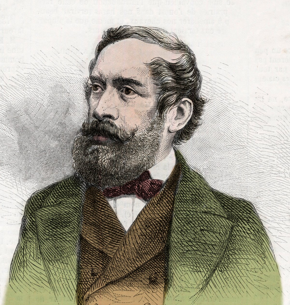 Ritratto di Lajos Kossuth (1802-1894), politico ungherese - Incisione da "The Illustrous World" da Unknown artist