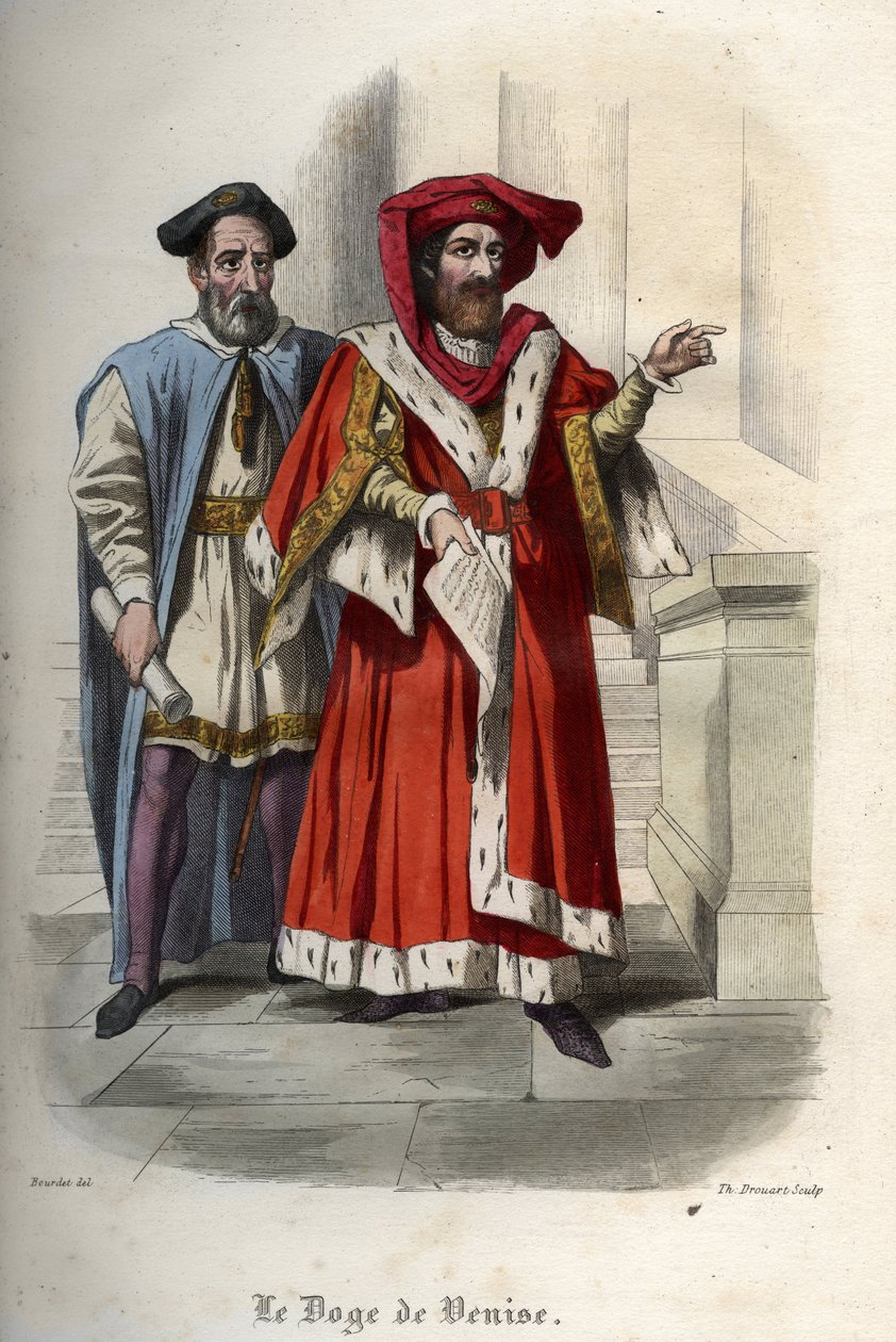 Ritratto di Leonardo Loredan (1436-1521), doge della Repubblica di Venezia. Incisione del 1842 in 