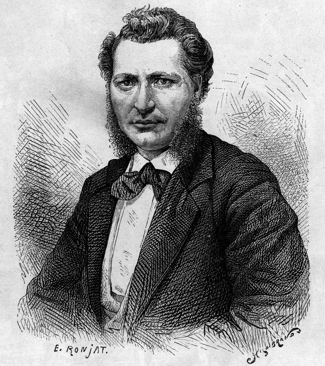 Ritratto di Louis Riel (1844-1885), politico canadese e difensore del popolo Métis. Incisione in "Le journal de la jeunesse". da Unknown artist