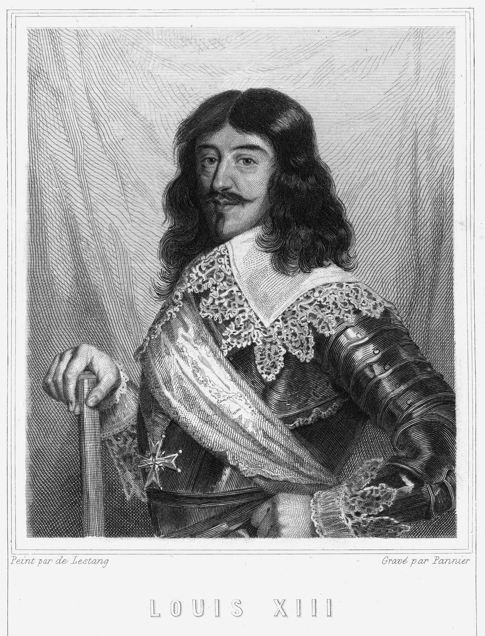 Ritratto di Luigi XIII (1601 - 1643), Re di Francia - in "Storia dei Francesi" di Lavallée, incisione, sd da Unknown artist