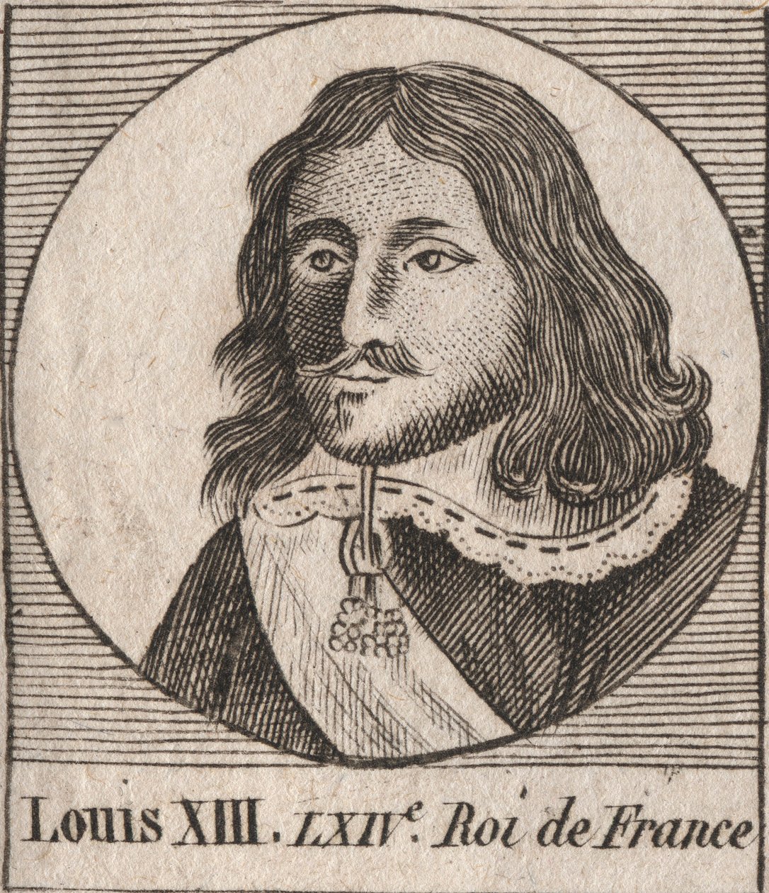 Ritratto di Luigi XIII il Giusto (1601-1643) Re di Francia - Luigi XIII, Re di Francia dal 1610 al 1643 - incisione da 