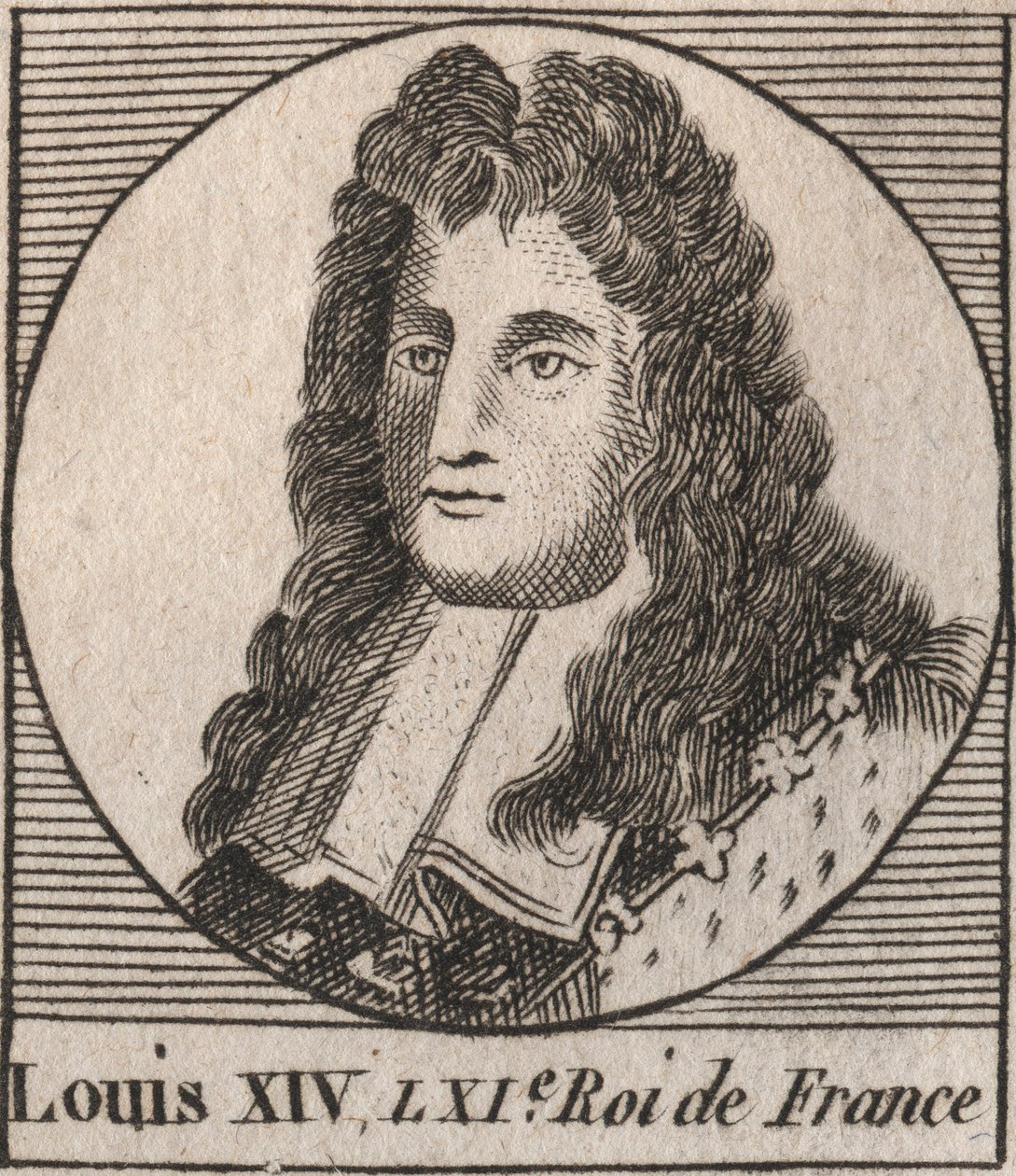 Ritratto di Luigi XIV (1638-1715), detto Luigi il Grande o Re Sole, re di Francia - Luigi XIV, noto come Luigi il Grande o il Re Sole - incisione da 