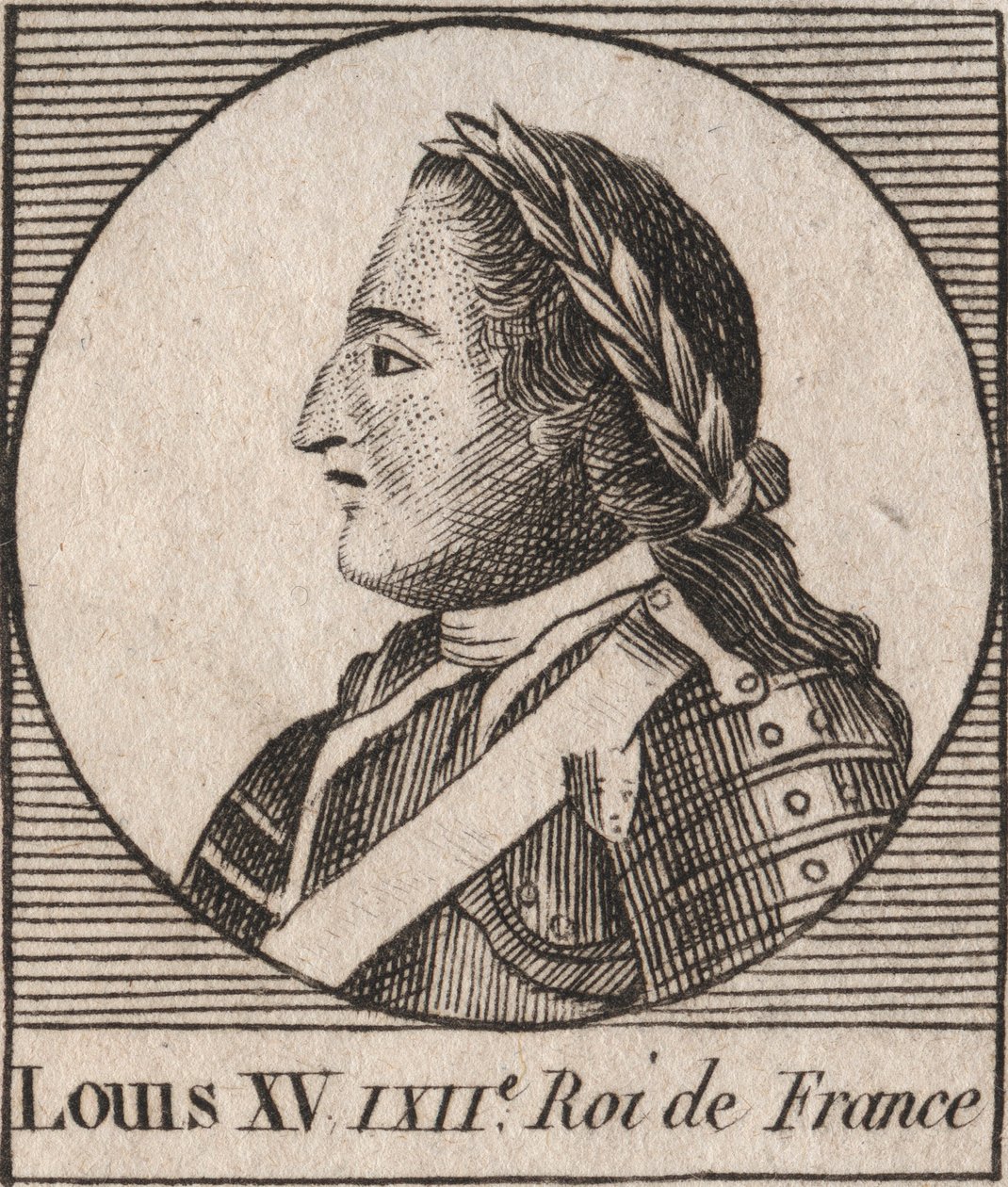 Ritratto di Luigi XV (1710-1774) detto il Beneamato, re di Francia 1715 a 1774 - Luigi XV, noto come Luigi il Beneamato, re di Francia - incisione da 