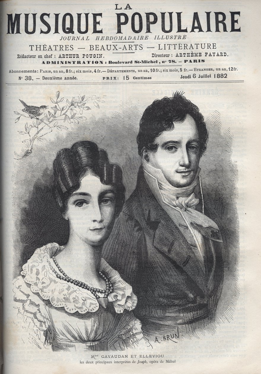 Ritratto di Madame Gavaudan e Elleviou. Alexandrine Marie Agathe Gavaudan Ducamel (Alexandrine-Marie-Agathe Gavaudan-Ducamel) (1781-1850), e Jean Elleviou (1769-1842), cantante, comico e librettista francese, sono i due principali interpreti di "Joseph", o da Unknown artist